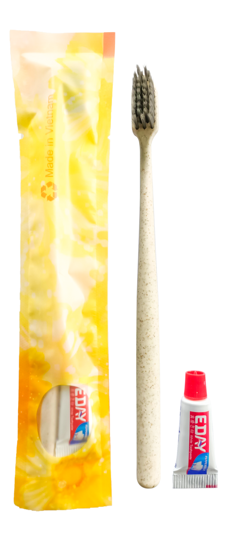 Combo 500 Bộ Bàn Chải  Nhựa Sinh Học Bao Bì Hoa Vàng. 1